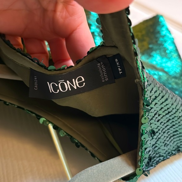 Green Sequin Blouse/Top Short sleeve by Icone - Picture 5 of 6